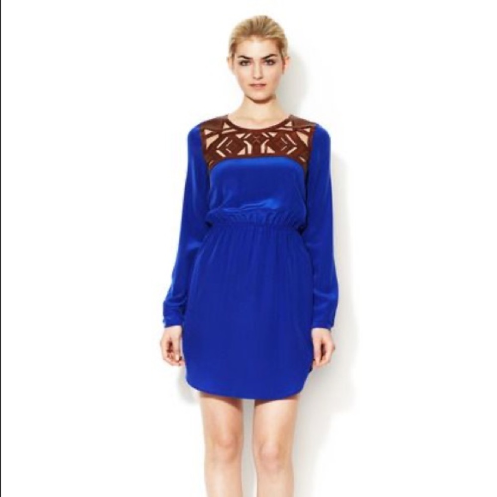 Cynthia Vincent Leather yoke dress